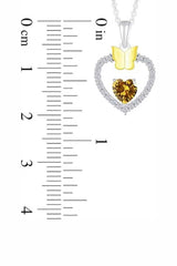 Yaathi Latest Citrine Gemstone Heart with Butterfly Pendant Necklace