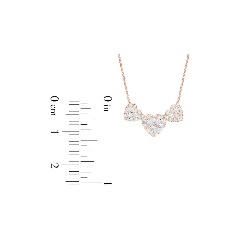 Moissanite Triple Heart Pendant Necklace