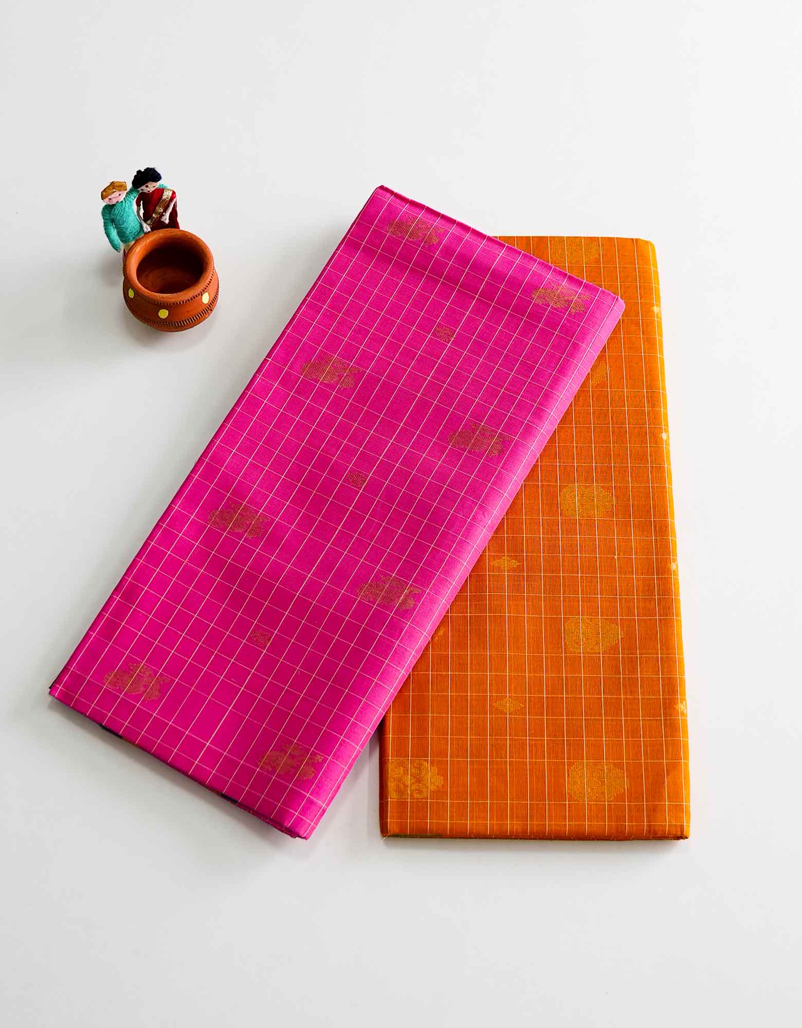 Venkatagiri Checked Cotton Saree with two different colors
