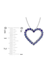 Blue Sapphire Open Love Heart Gemstone Pendant Necklace