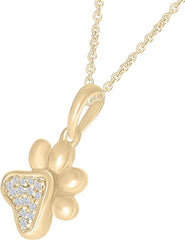 Yellow Gold Color Paw Print Pendant Necklace, Pendant for Women