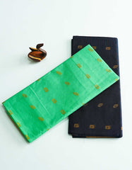 Venkatagiri Cotton Saree with two colors prussian blue and light teal