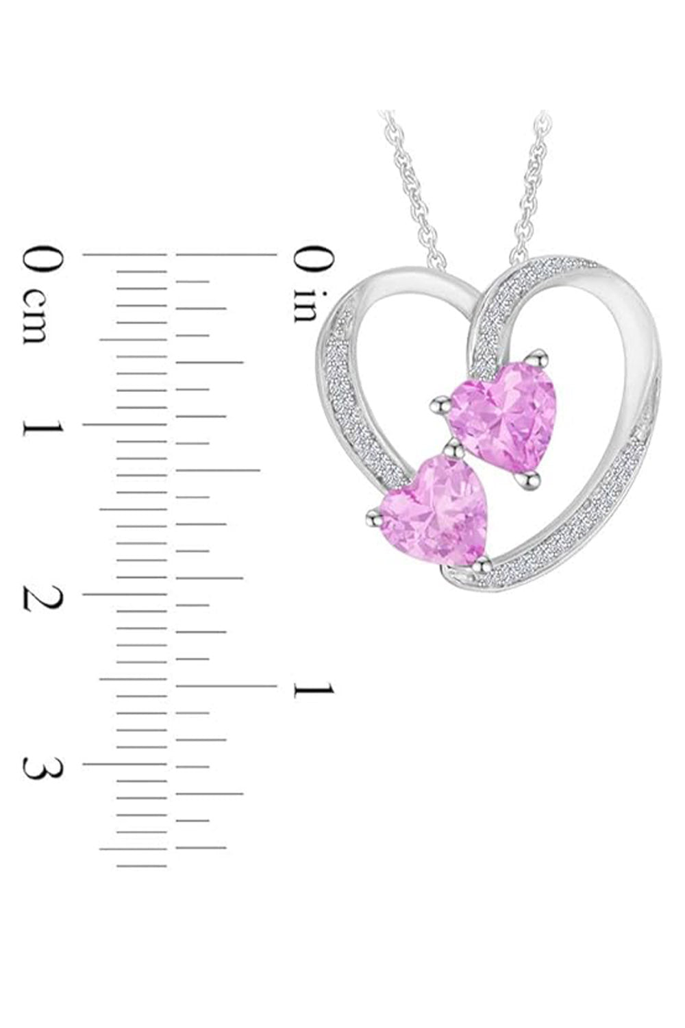 Pink Sapphire and Moissanite Heart Pendant Necklace 