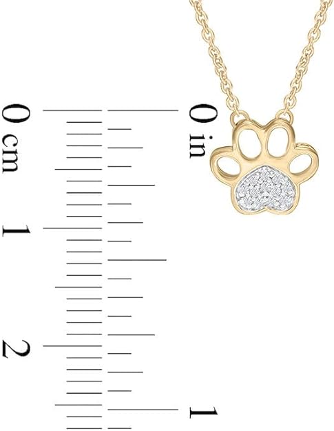 Yellow Gold Color Moissanite Heart Paw Print Necklace, Fashion Jewellery