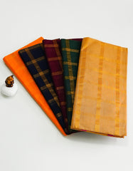 Veera Checked Cotton Saree with four different colors
