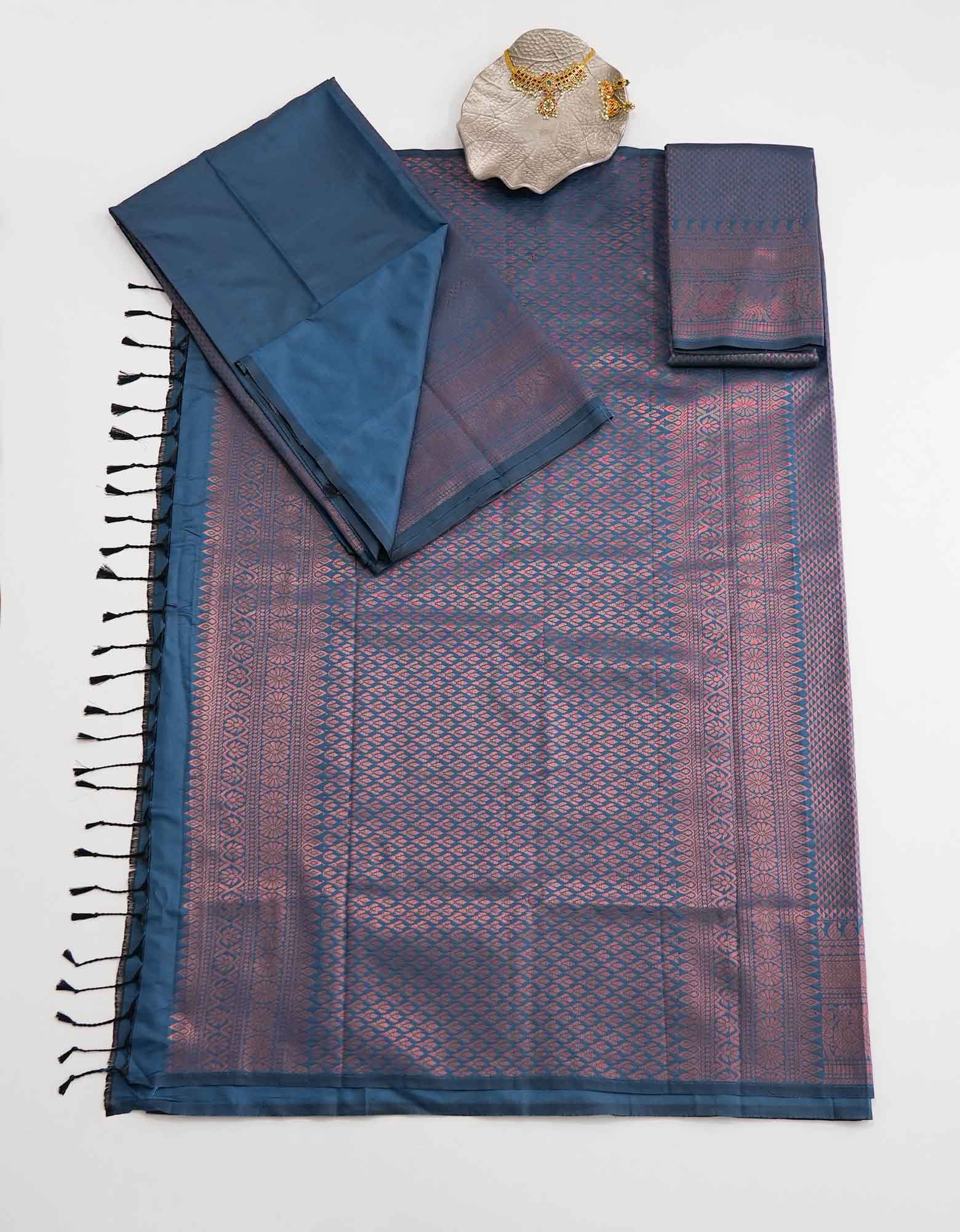 Ocean Blue Kubera Silk Saree