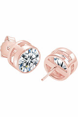 Rose Gold Color Diamond Bezel Stud Earrings, Stud Earrings for Women 