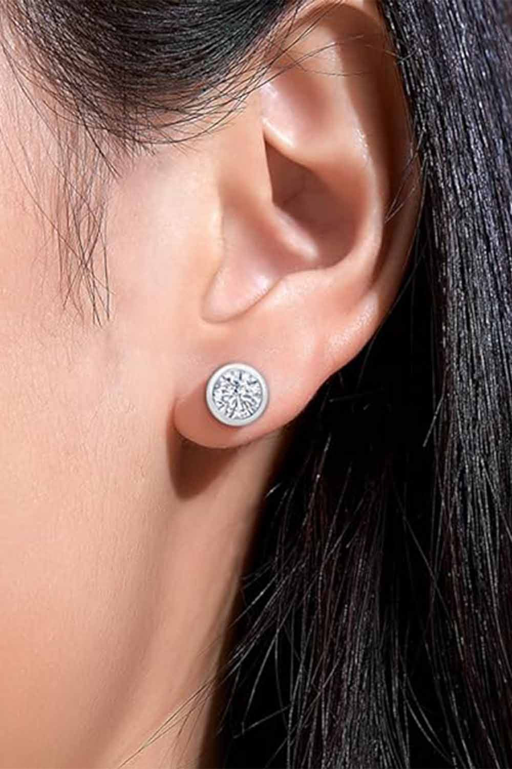 Yaathi Latest Bezel Set Stud Earrings for Women, Silver Studs for Women