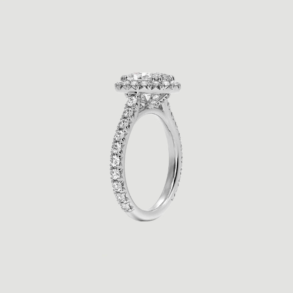 Oval Shape Moissanite Halo Ring