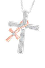 White Gold Color Dangling Cross Pendant Necklace for Women