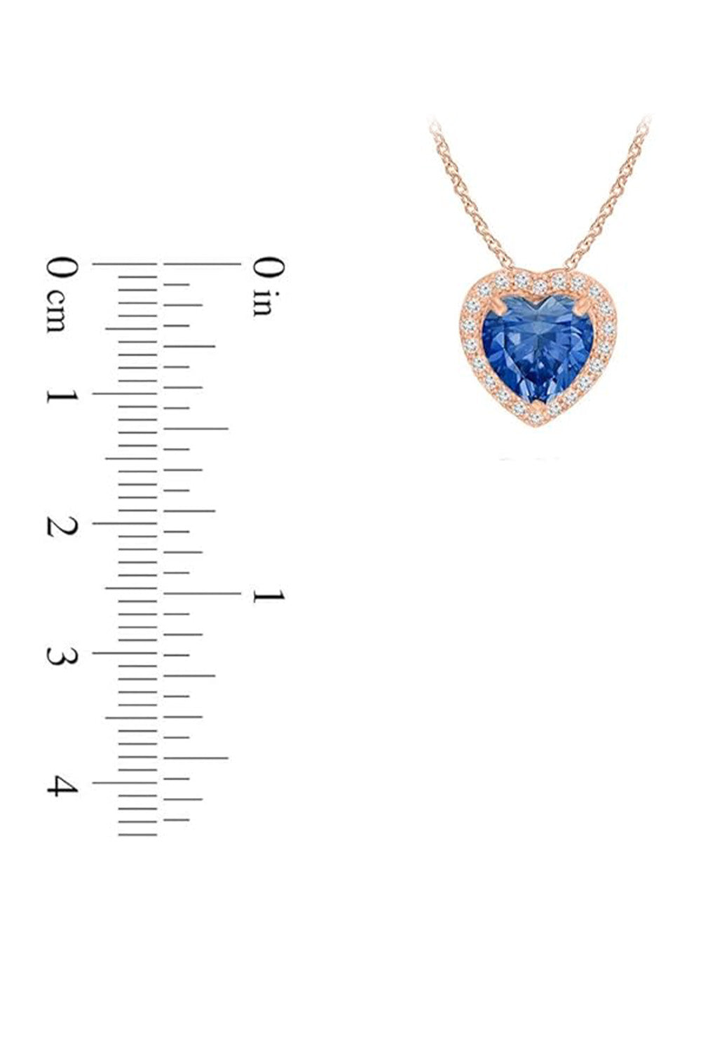 Blue Sapphire Diamond Love Heart Birthstone Pendant 