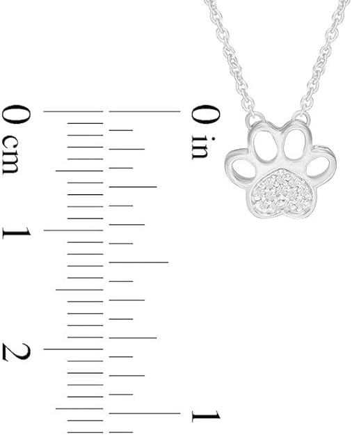 White Gold Color Moissanite Heart Paw Print Necklace, Fashion Jewellery