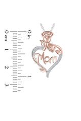 Moissanite Flower Mom Heart Pendant Necklace