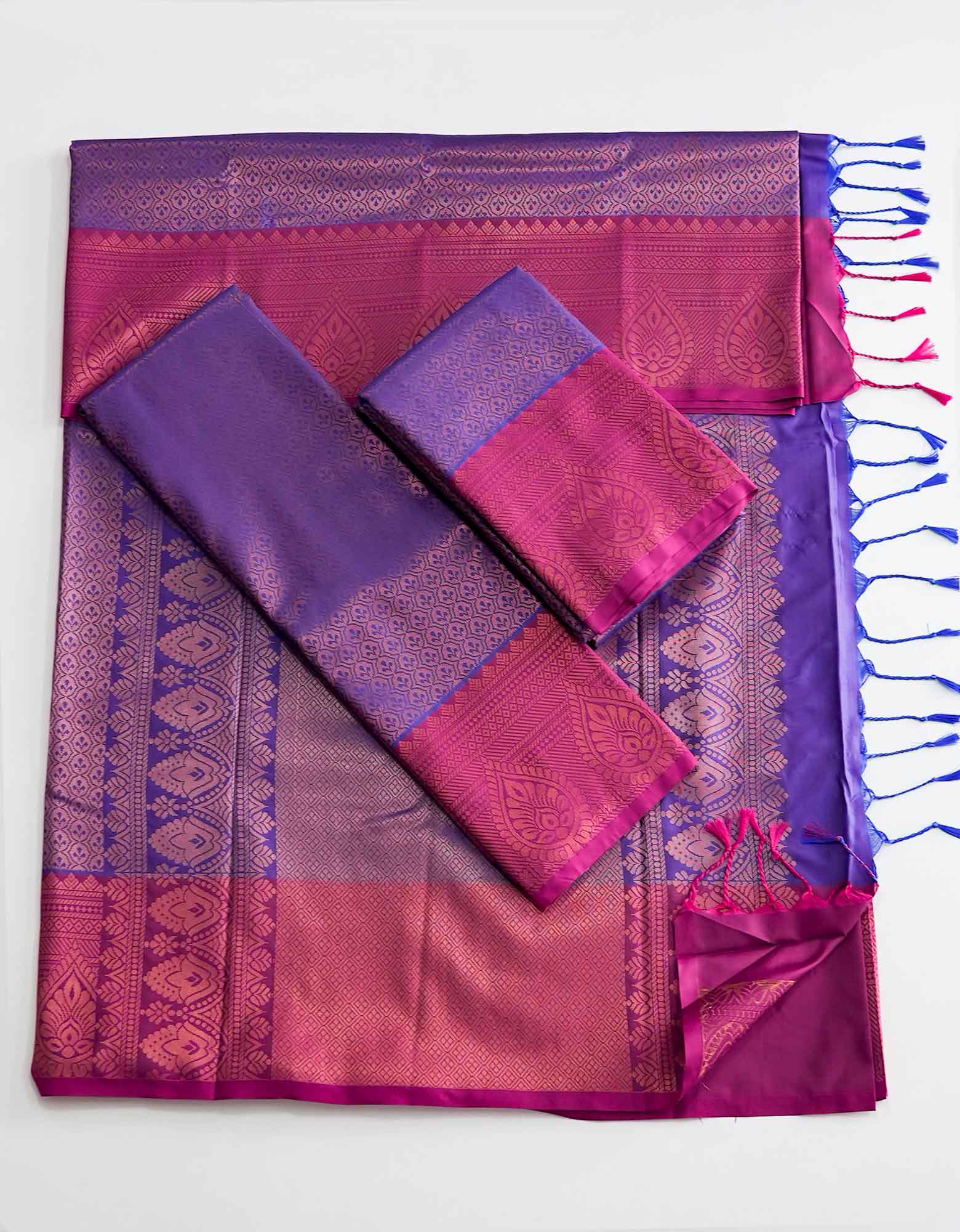 Beige Kanchivaram Semi Silk Saree. - Sri Arya Silks