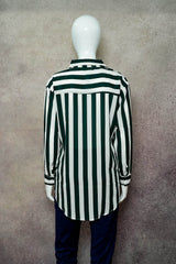 Dark Green Color Striped Shirts for Women