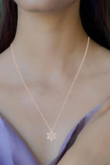 1/3 Carat Moissanite Snowflake Pendant Necklace in 18K Gold Plated Sterling Silver.