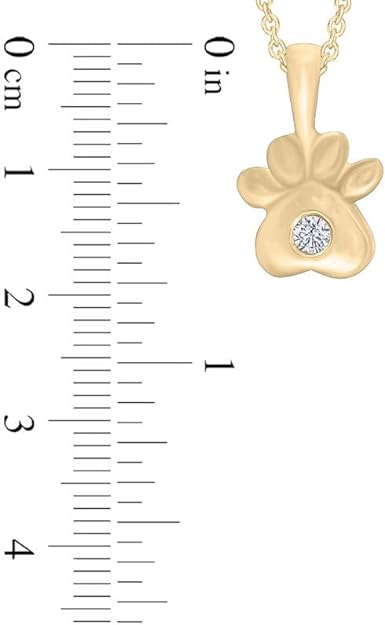 Yellow Gold Color Cubic Zirconia Paw Print Pendant Necklace for Women