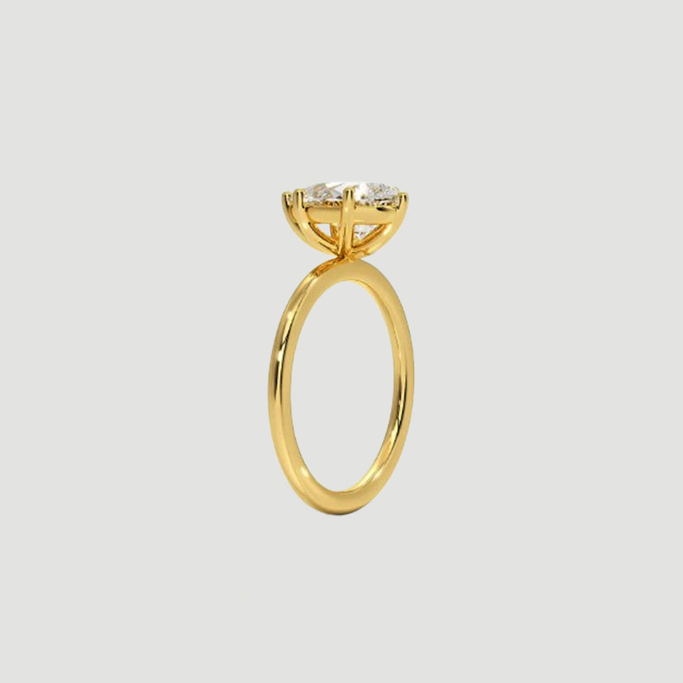 Hidden Halo Pear Shape Moissanite Ring