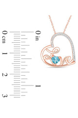  Blue Topaz Gemstone Love Heart Pendant Necklace