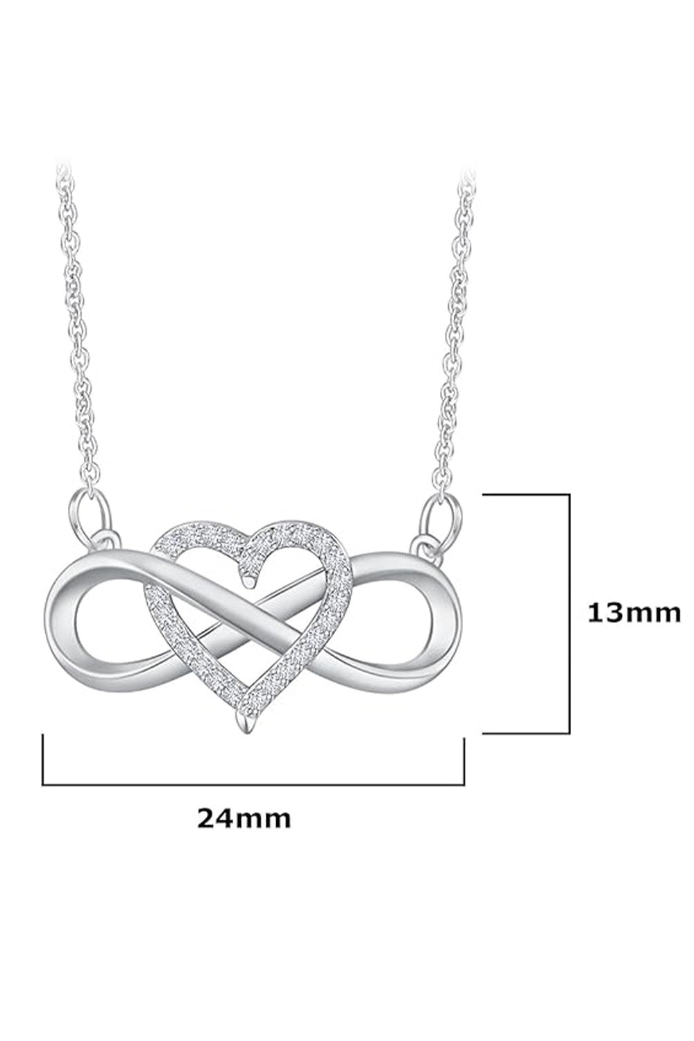 Diamond Love Heart Infinity Pendant Necklace