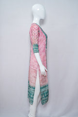 Warm Pink Color Embroidered Kurti