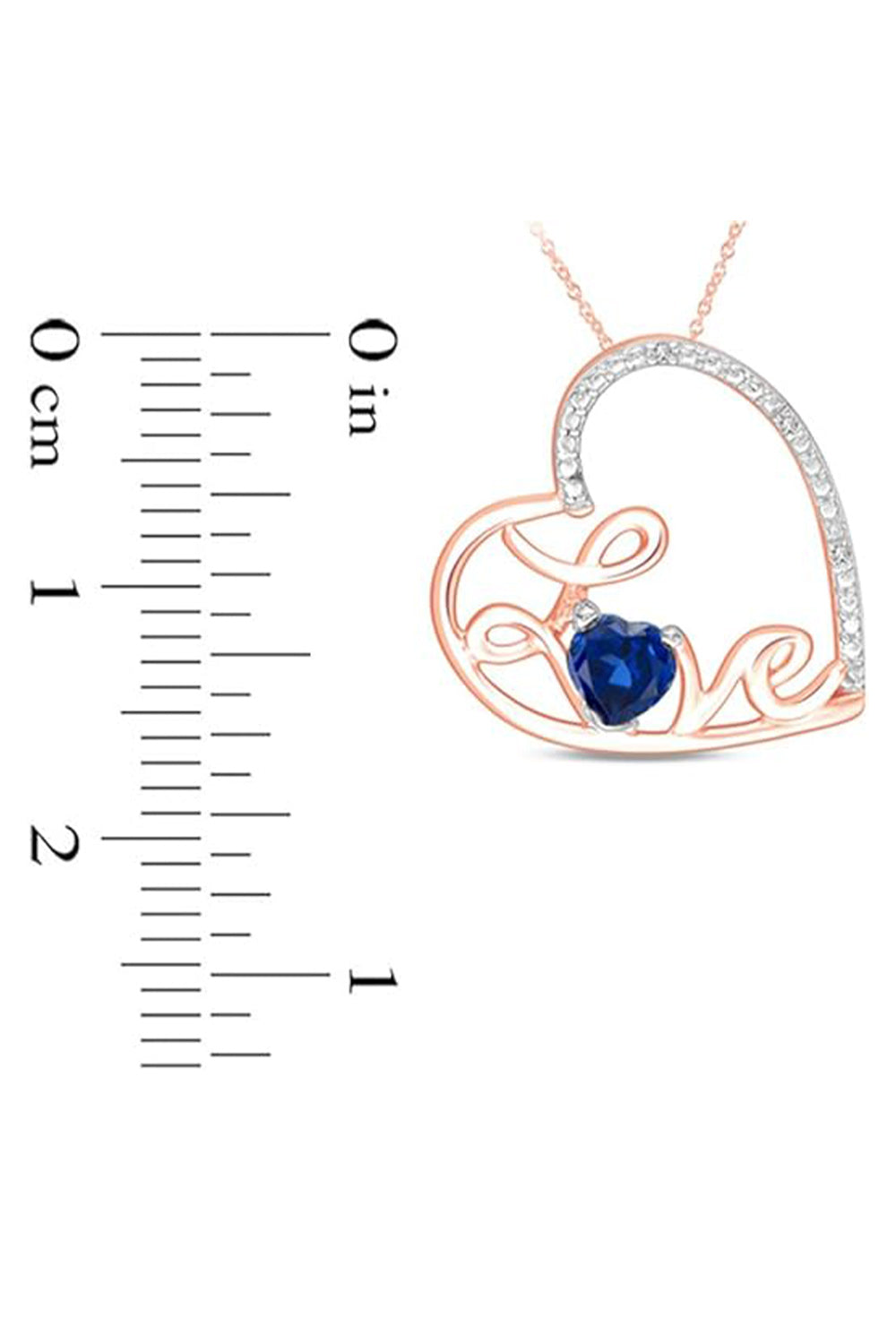 Blue Sapphire Love Heart Pendant Necklace