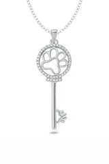 Paw Print Key Pendant Necklace