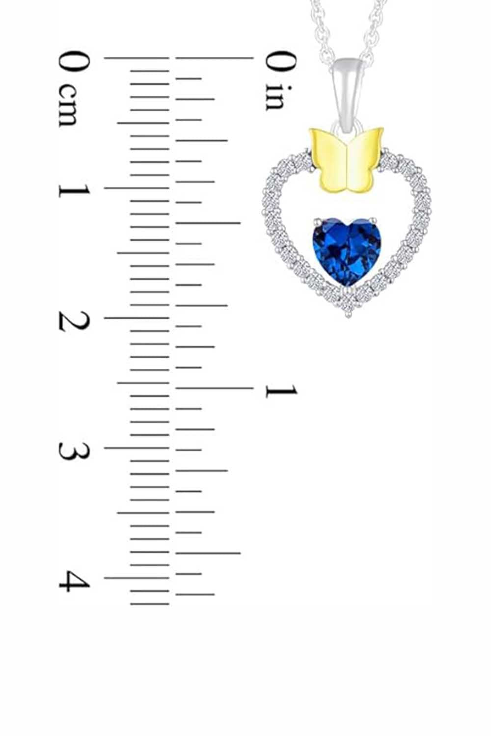 Latest Sapphire Gemstone Heart with Butterfly Pendant Necklace