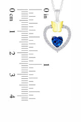 Latest Sapphire Gemstone Heart with Butterfly Pendant Necklace