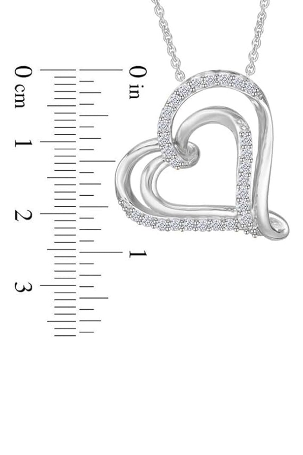 Stylish Moissanite Double Heart Pendant Necklace 