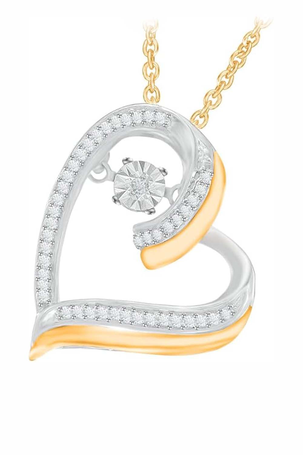 Yellow Gold Color Trending Moissanite Double Heart Pendant Necklace