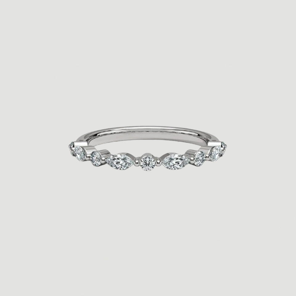 Round Shape Moissanite Stackable Band Ring