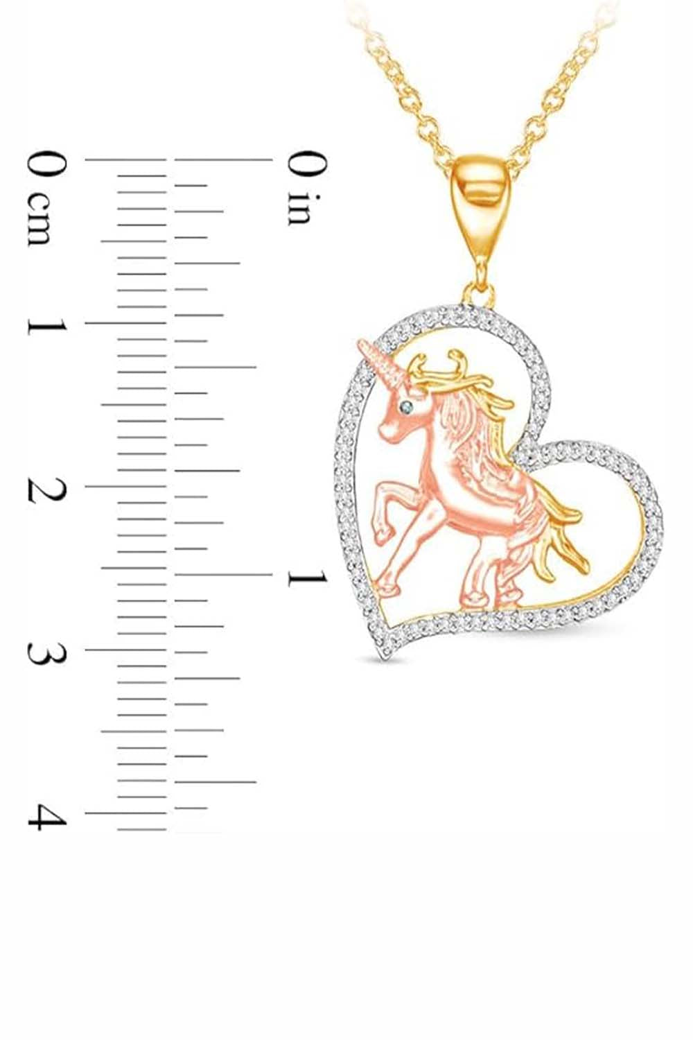 Yaathi Latest Heart with Unicorn Pendant Necklace 
