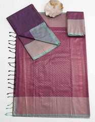 Dull Teal Kubera Silk Saree