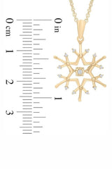 Moissanite Snowflake Pendant Necklace in 18K Gold Plated Sterling Silver Anniversary Christmas.
