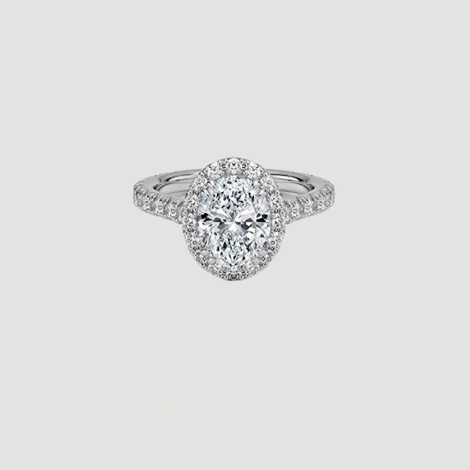 Oval Shape Moissanite Halo Ring