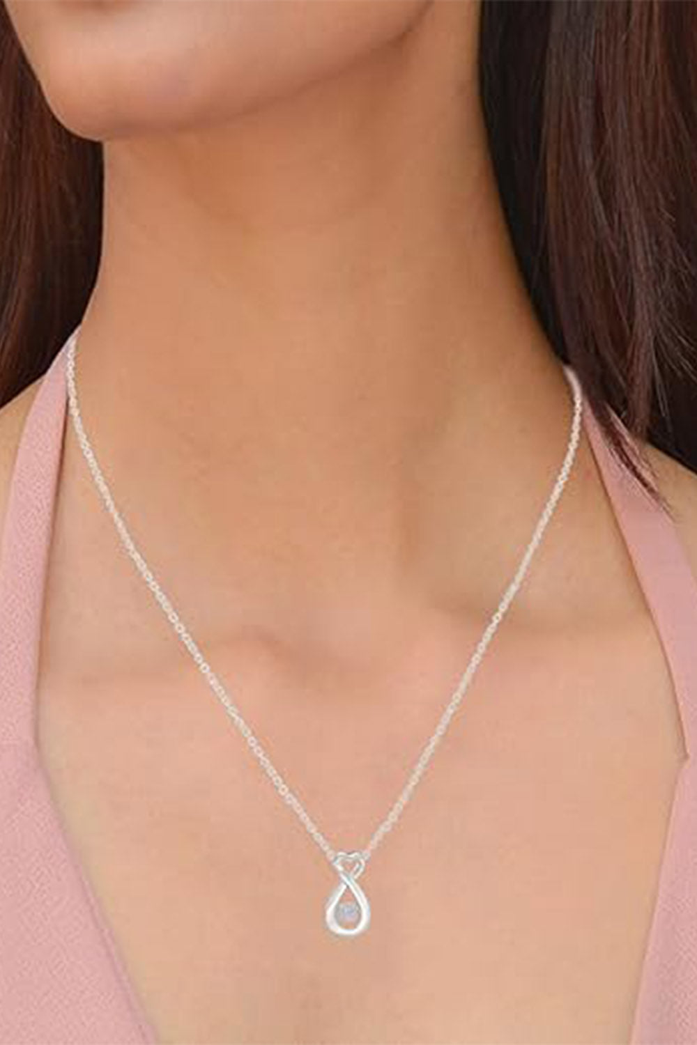 Yaathi Moissanite Diamond Heart Infinity Pendant Necklace