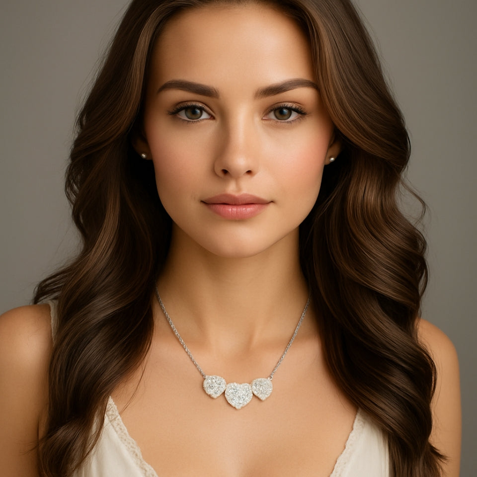 Moissanite Triple Heart Pendant Necklace