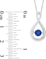 Blue Sapphire Infinity Swirl Pendant Necklace
