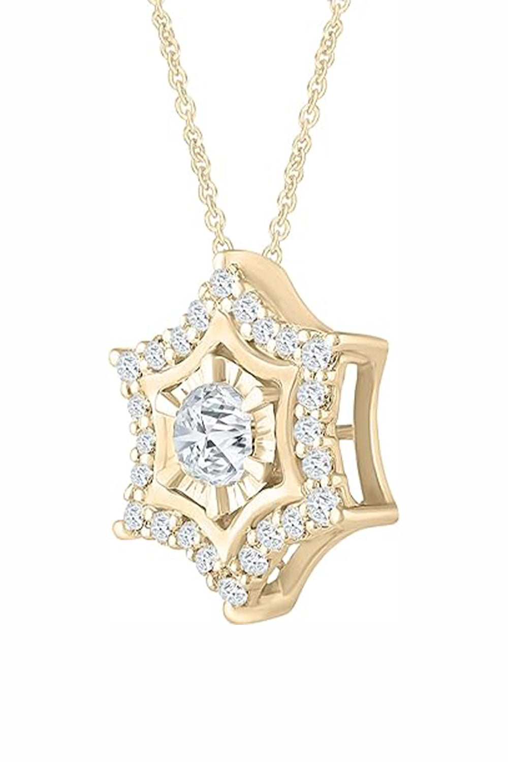 Yellow Gold Color Yaathi Snowflake Pendant Necklace