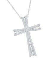 White Gold Color Flared Cross Pendant Necklace, Cross Necklace Religious