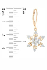 Cubic Zirconia Snowflake Drop Earrings in 18K Gold Plated Sterling Silver Lever back Earrings.