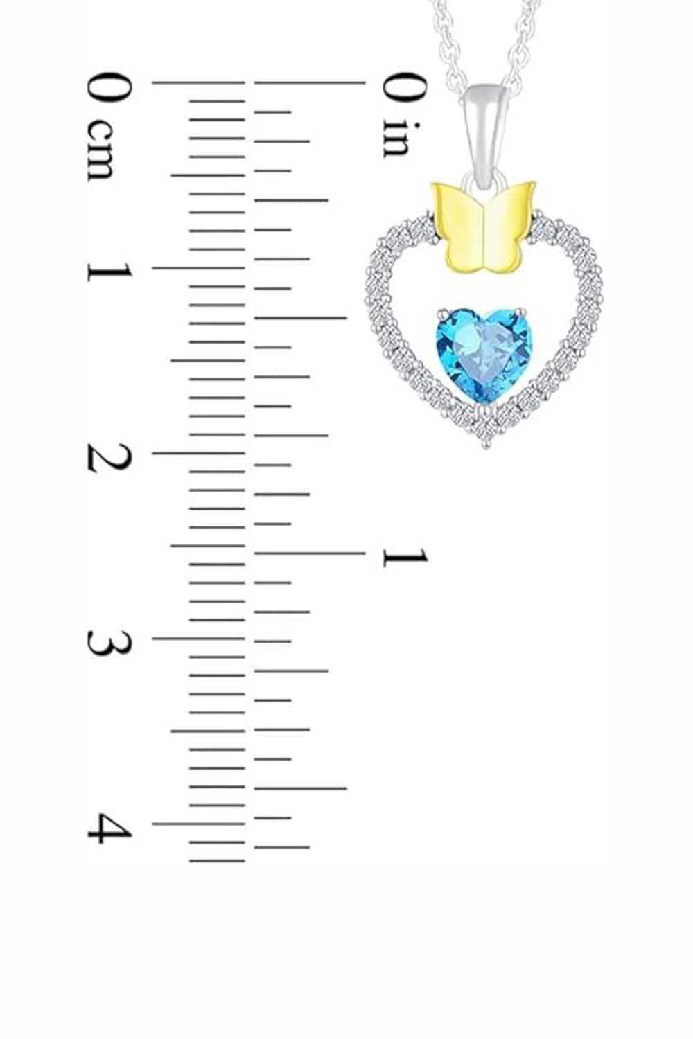 Latest Aquamarine Gemstone Heart with Butterfly Pendant Necklace