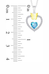 Latest Aquamarine Gemstone Heart with Butterfly Pendant Necklace
