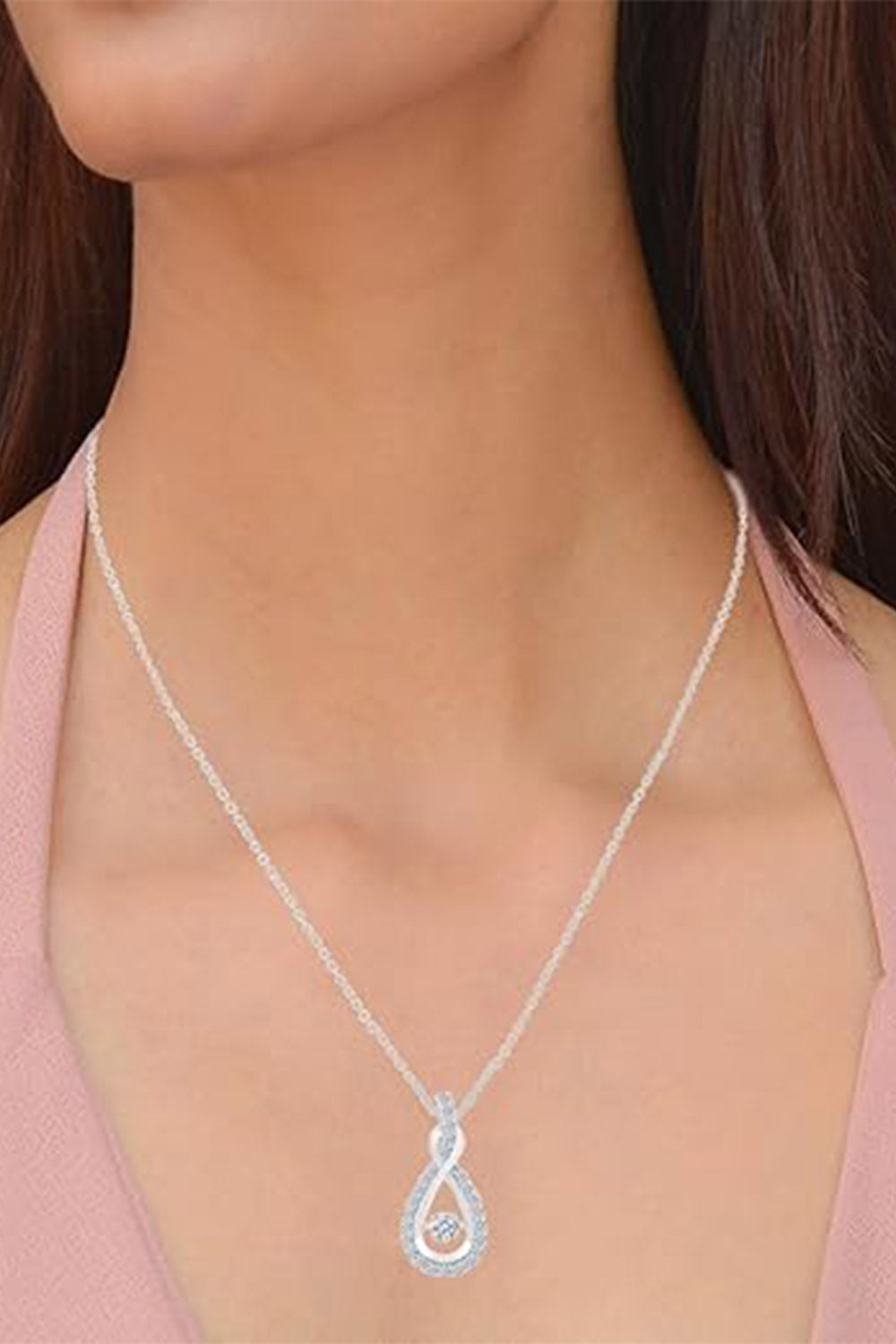 Yaathi Moissanite Diamond Layered Infinity Pendant Necklace 