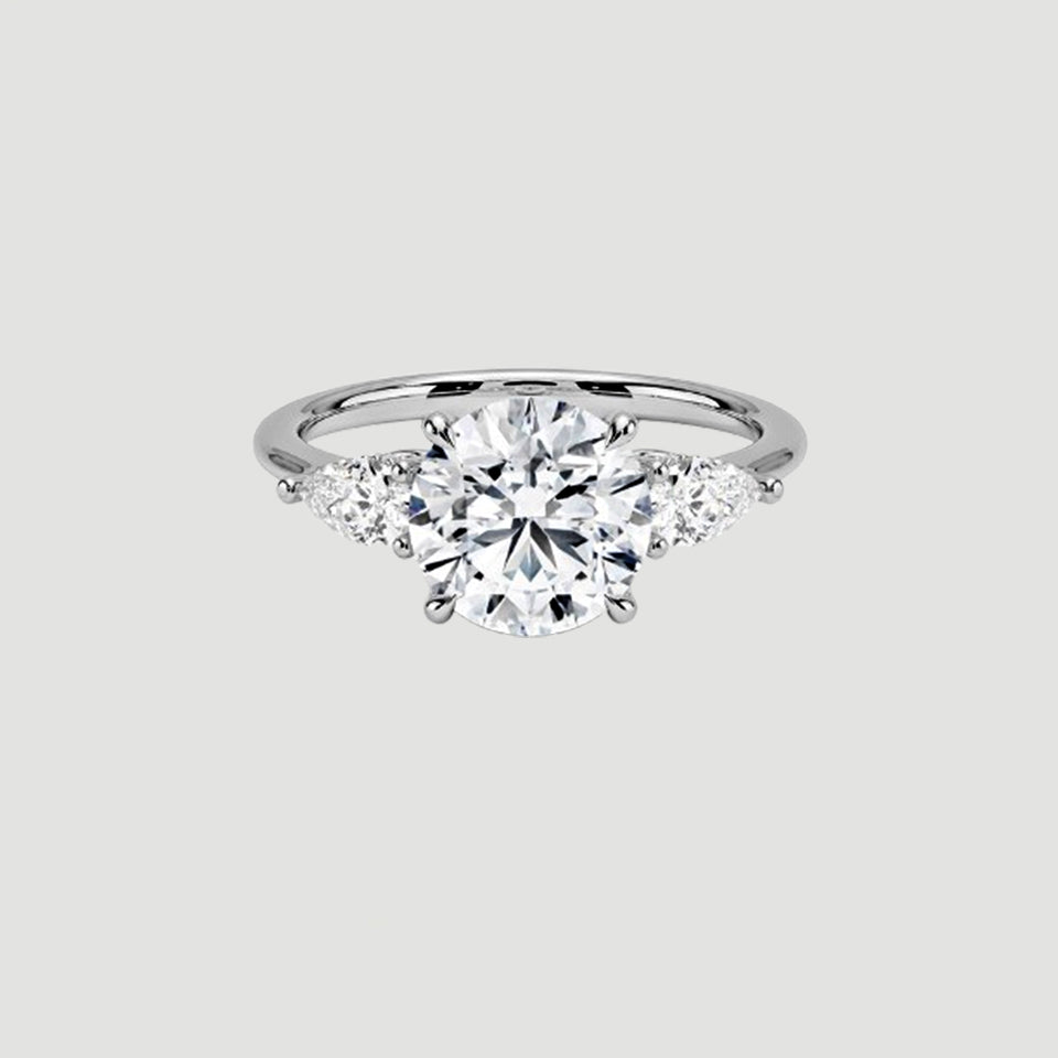 Moissanite Round Cut Three Stone Ring