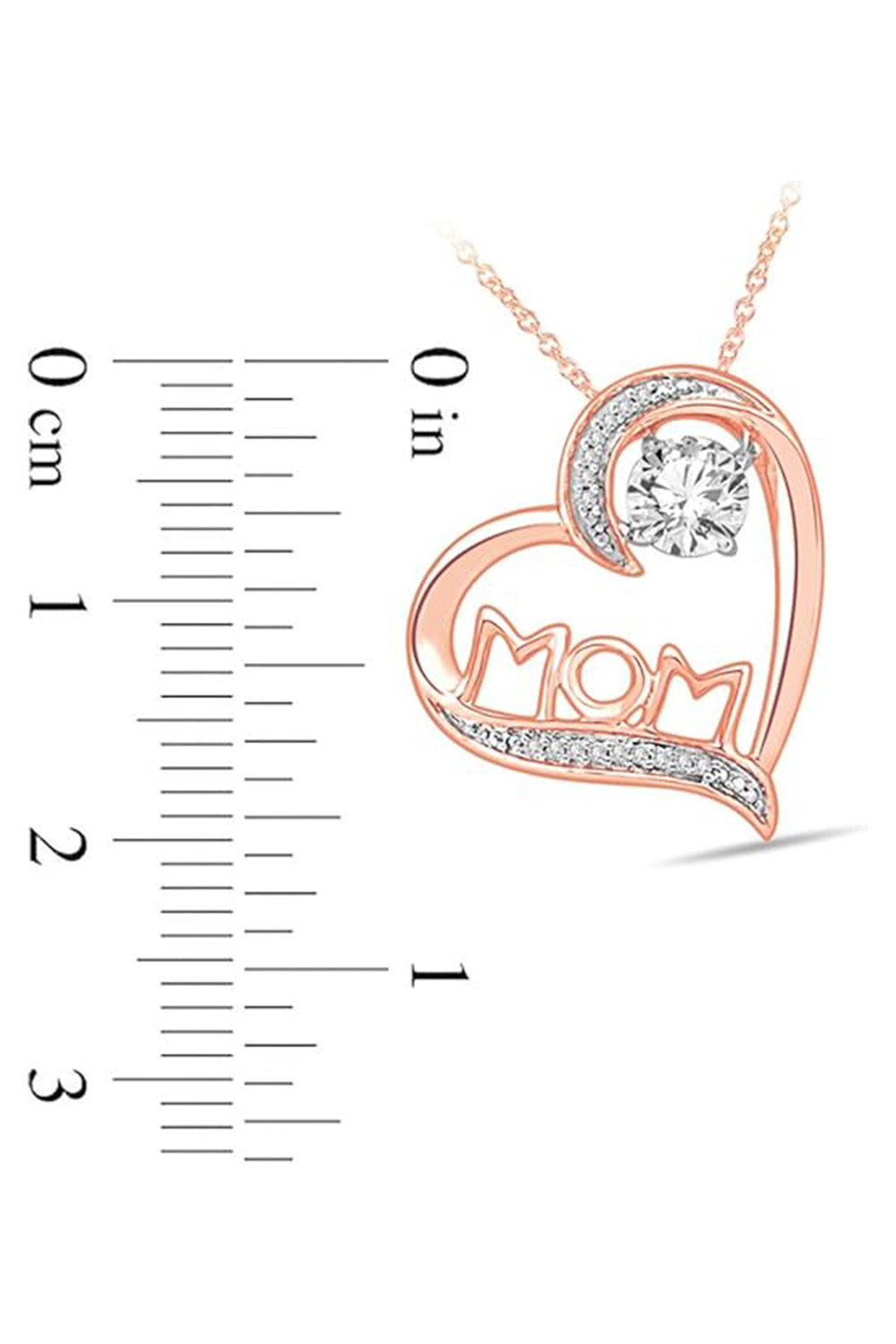 Round Diamond Mom Heart Pendant Necklace