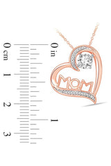 Round Diamond Mom Heart Pendant Necklace