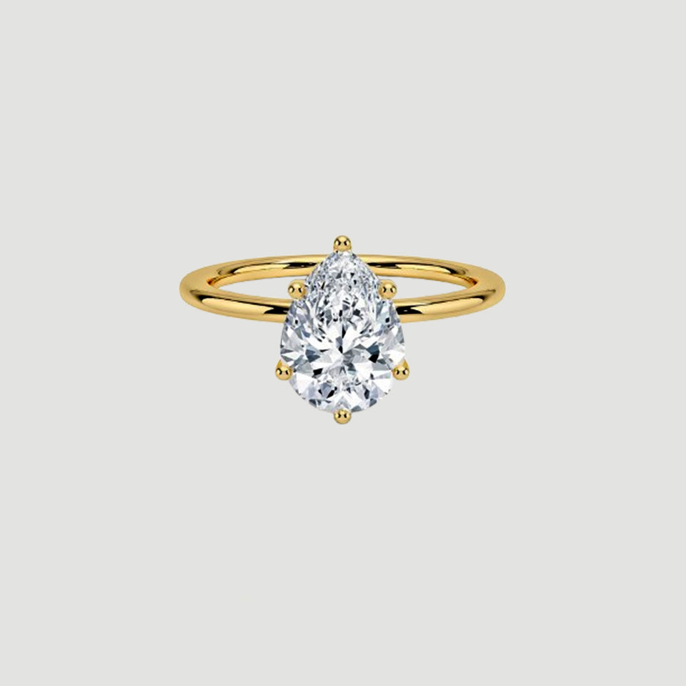 Hidden Halo Pear Shape Moissanite Ring