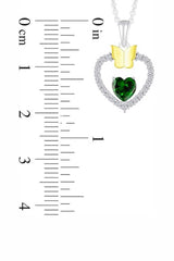 Latest Emerald Gemstone Heart with Butterfly Pendant Necklace